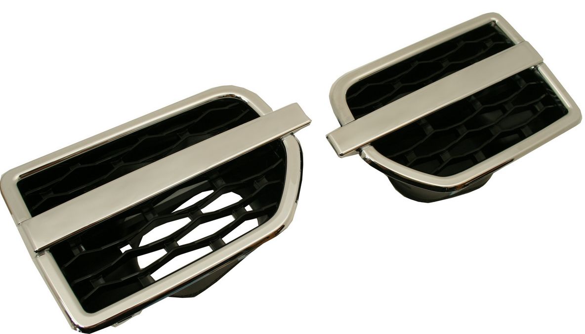 Решетки (комплект 2 шт) в крылья Land Rover Discovery -4 Хромированная окановка, черная середина
