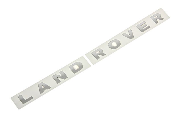 Надпись LAND ROVER на капот Discovery 3, Discovery 4, цвет серебристый, прямая