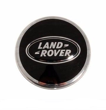 Колпачок литого диска с эмблемой LAND ROVER (серебро на черном фоне)