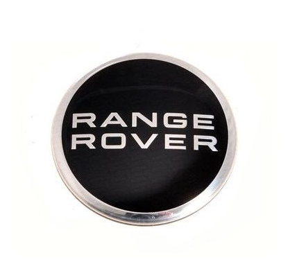 Заглушка - колпачек центральный колесного диска Range Rover, черный лак с серебристой надписью 